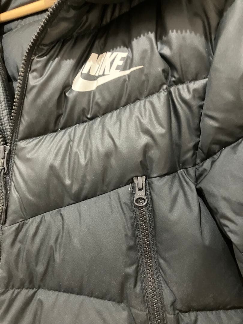【美品】【無加工】正規品NIKEフード付き ブラックダウンジャケット S