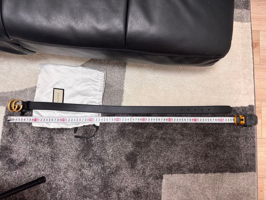 GUCCI ブラックレザーベルト 85cm ダブルGロゴ