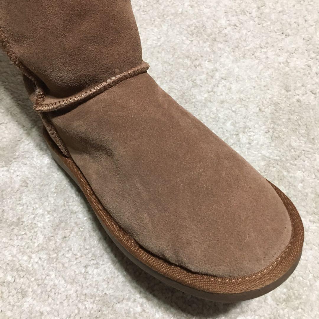 emu ♫ ニーハイ ムートンブーツ キャメル ブラウン 25cm W8 リボン