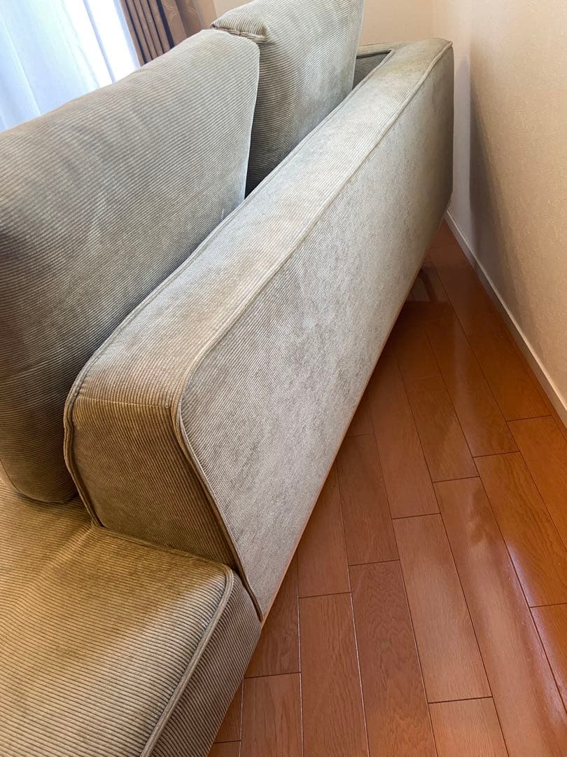【最終値下げ】ファブリックコーデュロイカウチソファー　3人掛け