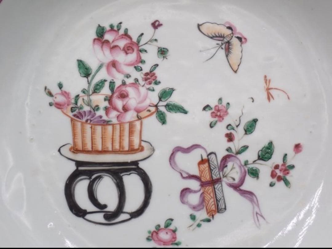 中国古美術品　清の乾隆時代　粉彩皿　本物保証 23cm