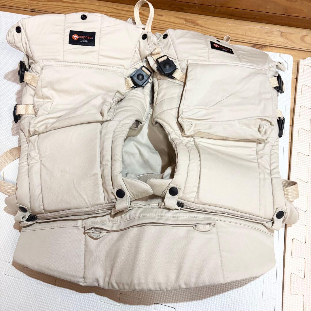 【美品】napnap ふたご抱っこひも ベージュ 抱っこ紐 3way