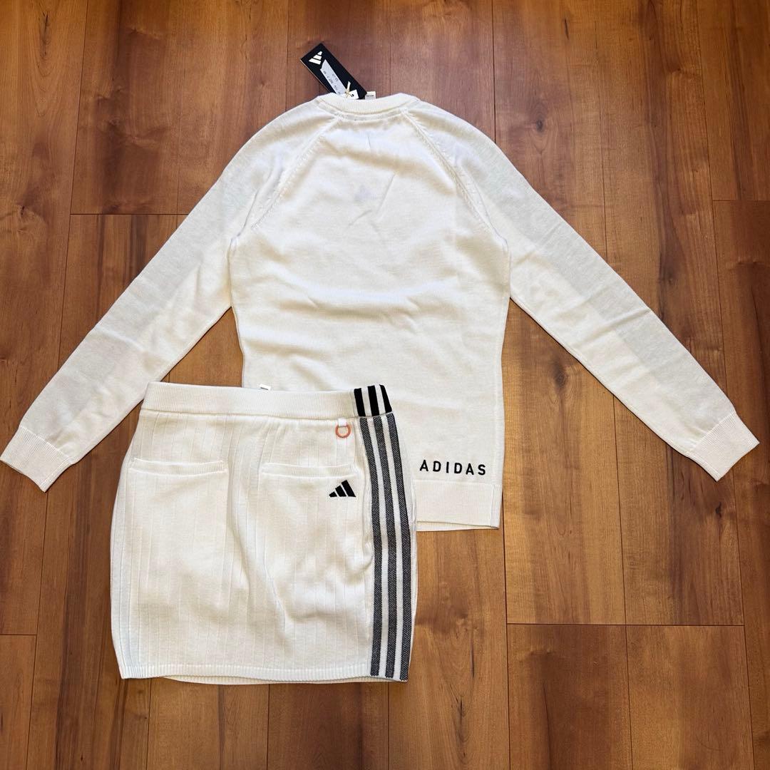 ウール混　長袖セーター　リブニット　スカート　セットアップ　春秋冬