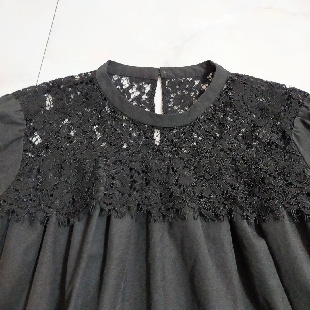 24SS✨ガリャルダガランテ レースドッキングブラウス　デート　上品　ブラック