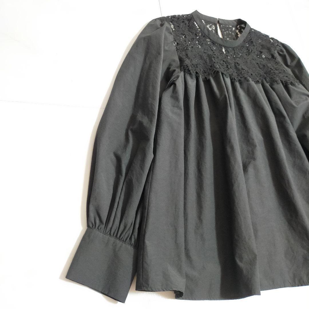 24SS✨ガリャルダガランテ レースドッキングブラウス　デート　上品　ブラック