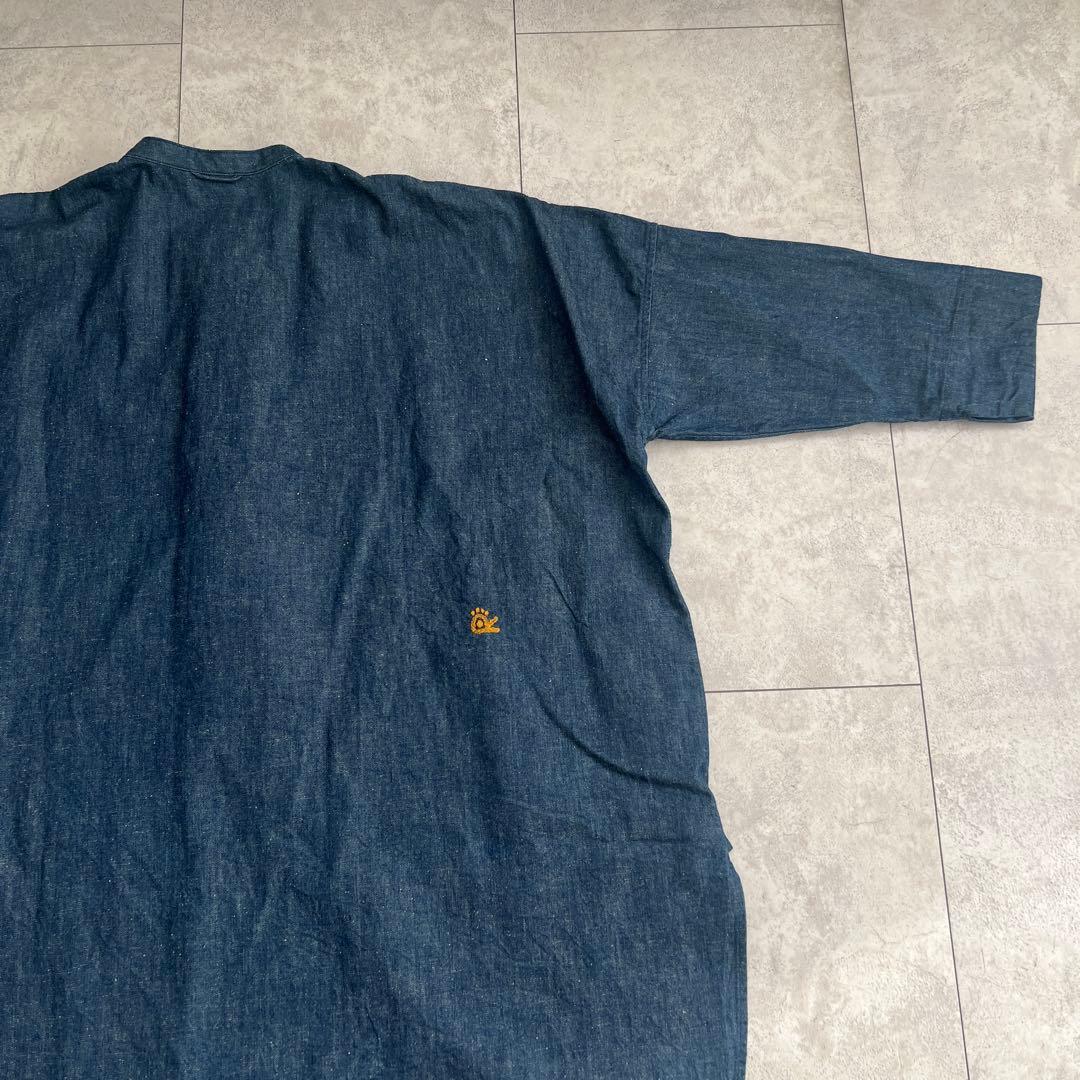 45R デニム　インディゴ　チュニック 長袖　オーバーサイズ　フリーサイズ
