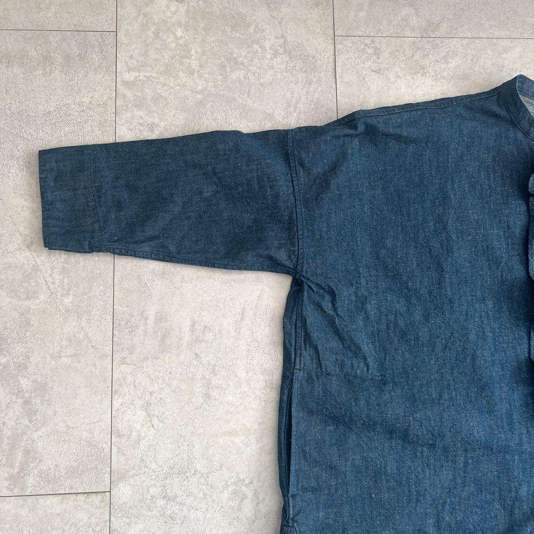 45R デニム　インディゴ　チュニック 長袖　オーバーサイズ　フリーサイズ