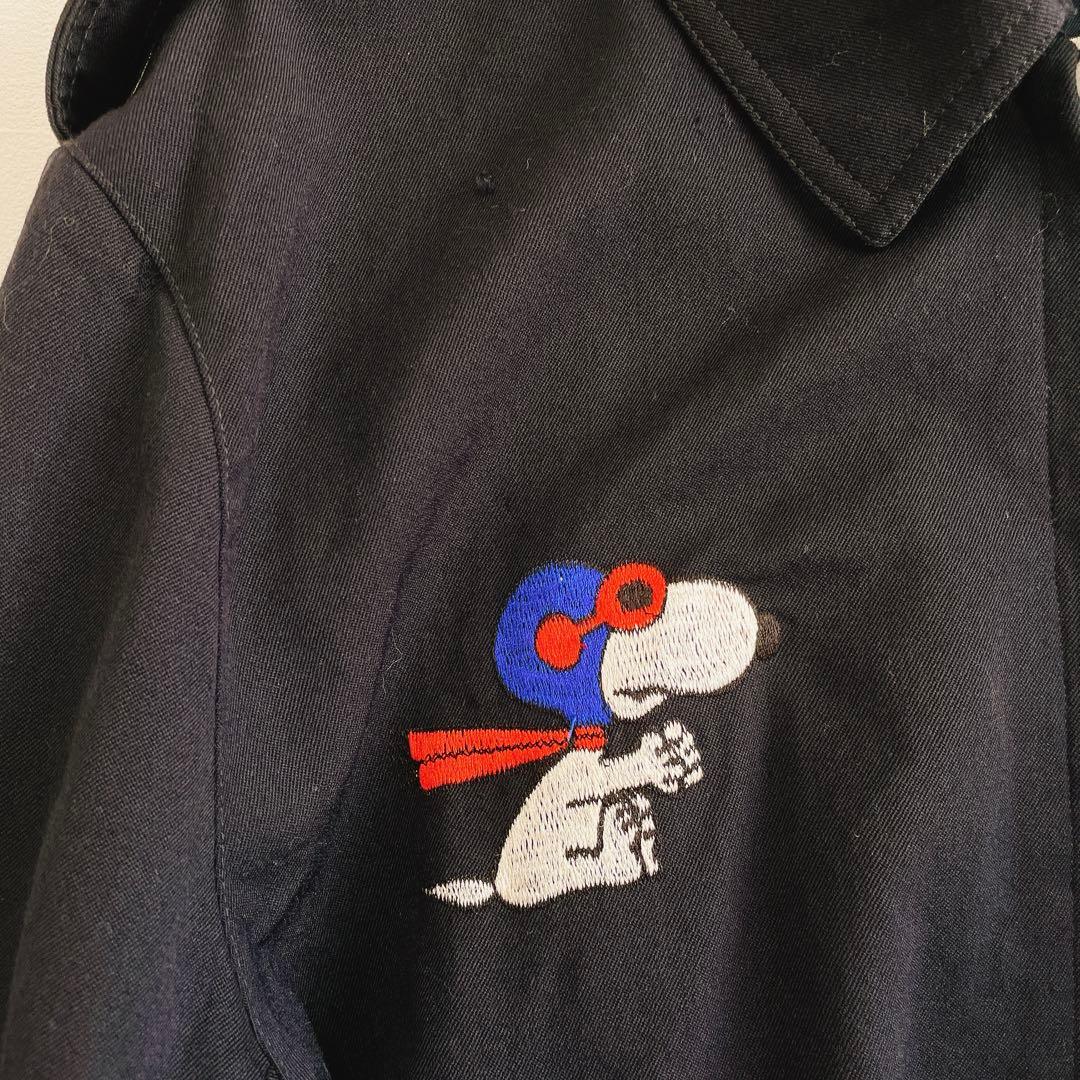 スヌーピー ベトジャン スーベニアジャケット スカジャン ブラック 古着屋 短丈