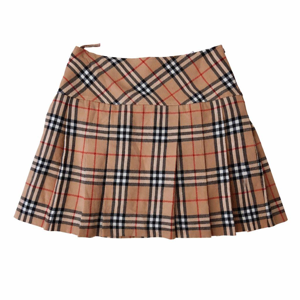 バーバリーブルーレーベル ミニプリーツスカート バーバリー柄 サイズ36(S)