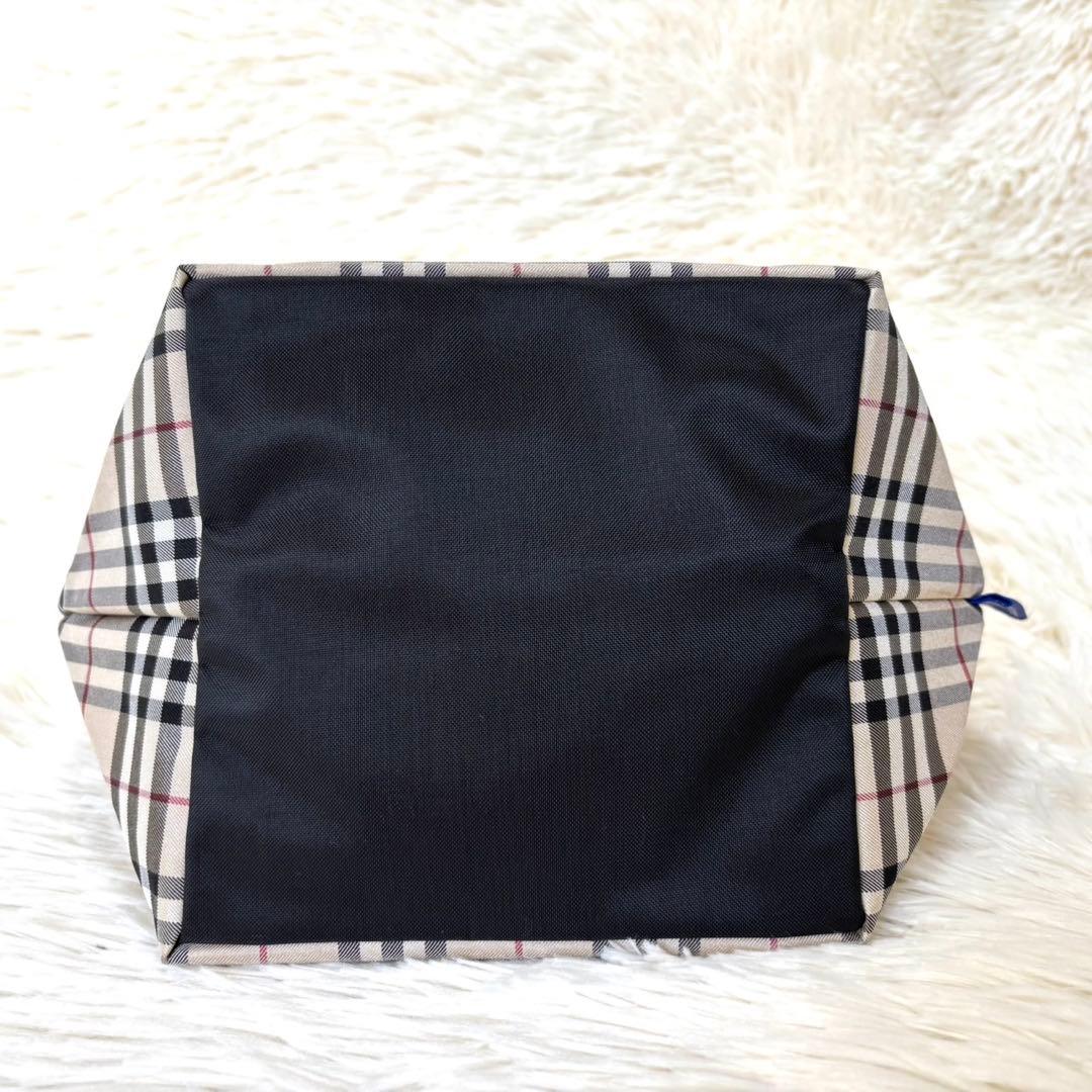 【美品】バーバリーブルーレーベル トートバッグ ナイロン ノバチェック 舟形