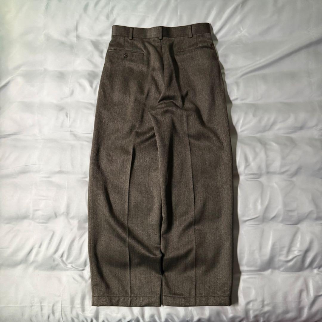 【デッドストック】 90s 織柄 杢糸 ツータック ウール ワイドスラックス