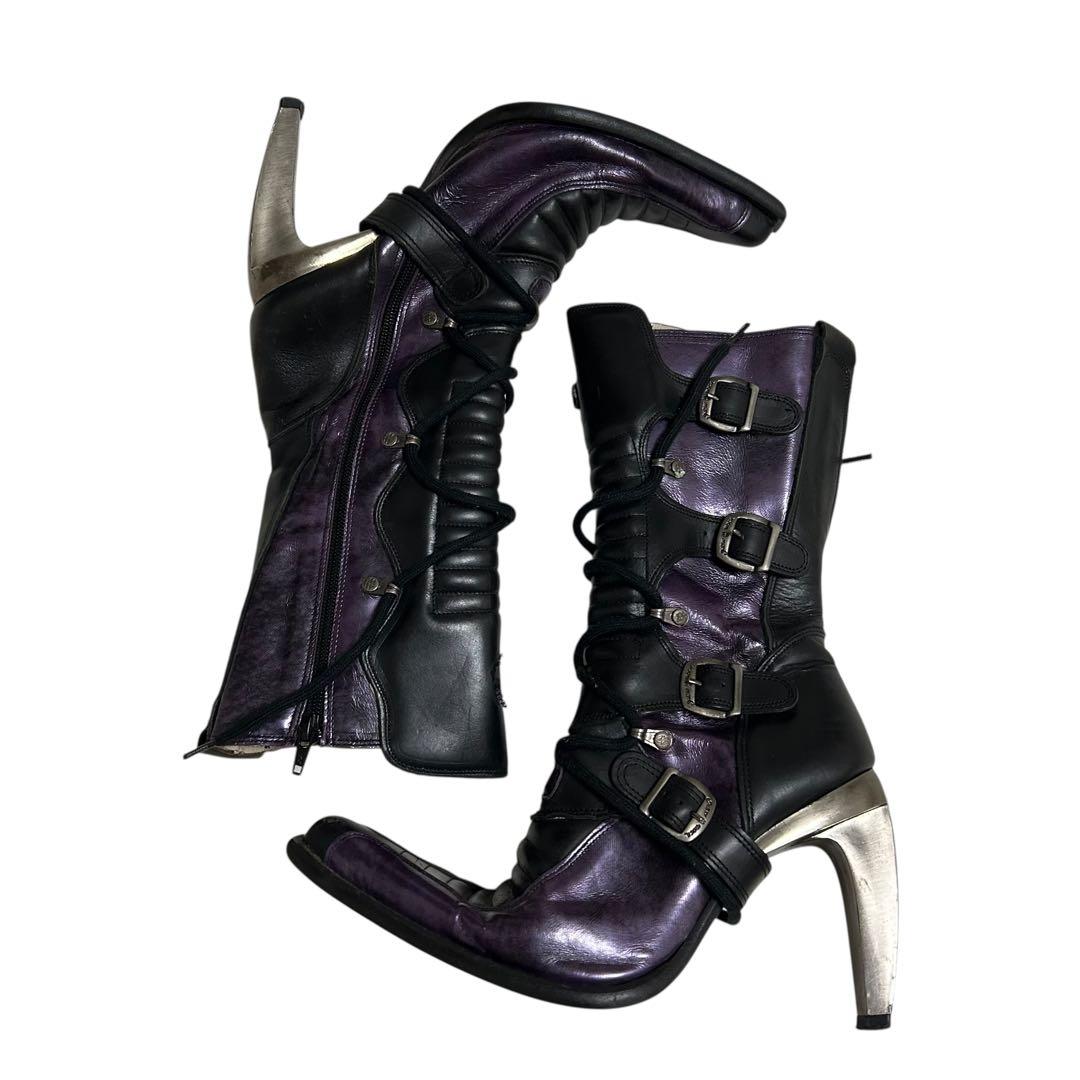 90's NEW ROCK レザーブーツ　ゴシック　パンク　サイバー　40サイズ