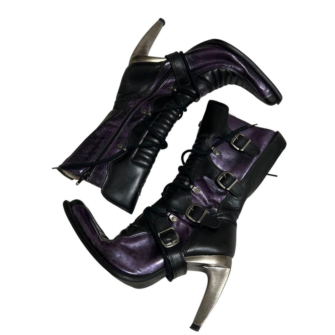 90's NEW ROCK レザーブーツ　ゴシック　パンク　サイバー　40サイズ