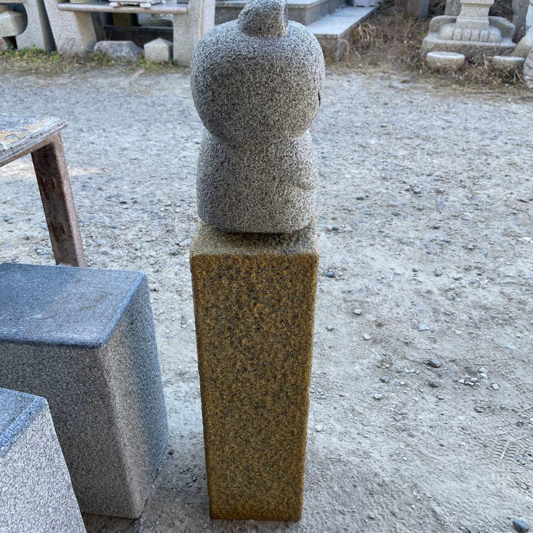 ベリー、おかえり石柱　ケロちゃん　手作り　御影石　玄関先セット品　置物