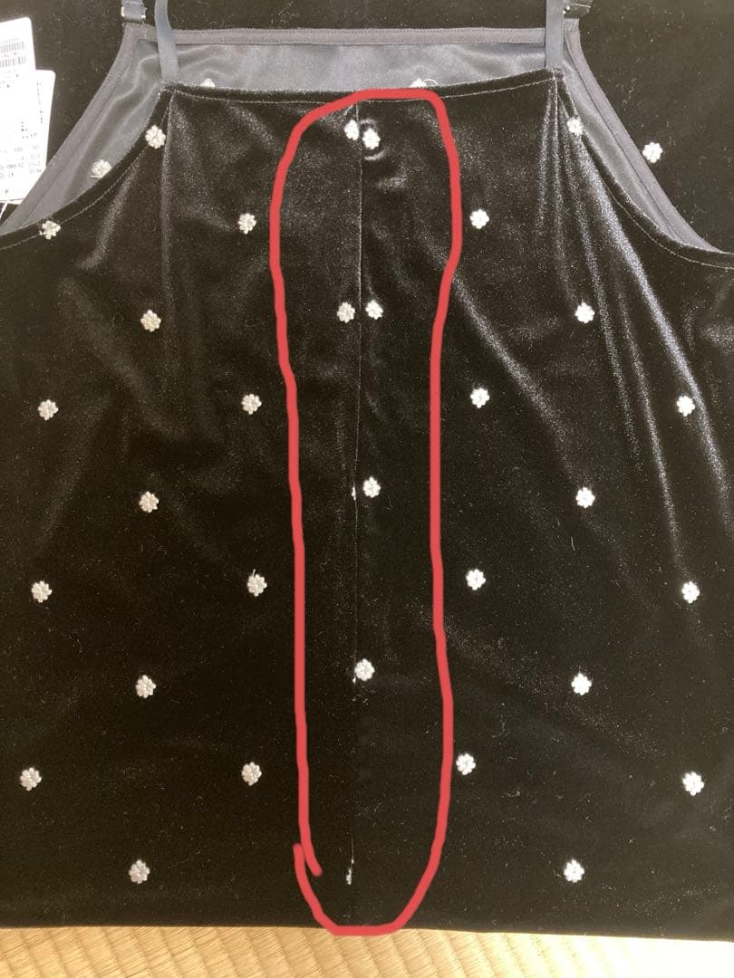 B.C STOCK べロアフラワー刺繍ワンピース