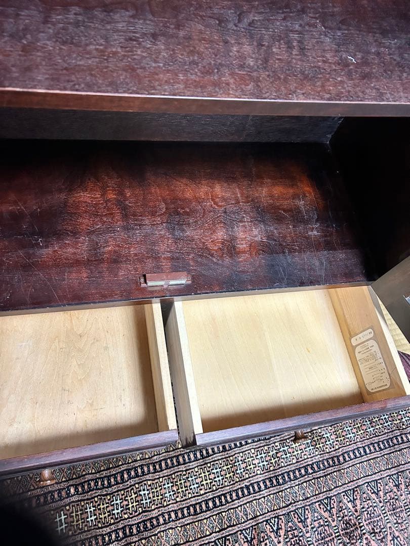 【北海道民芸家具】書棚 本棚 観音扉★ガラスキャビネット★和モダン ★中古