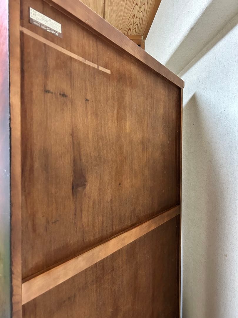 【北海道民芸家具】書棚 本棚 観音扉★ガラスキャビネット★和モダン ★中古