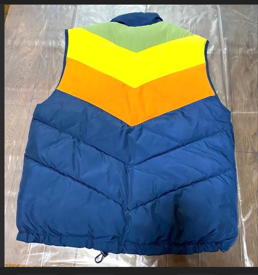 新品未使用に近い　adidas 中綿入りダウンベスト 紺／オレンジ　O
