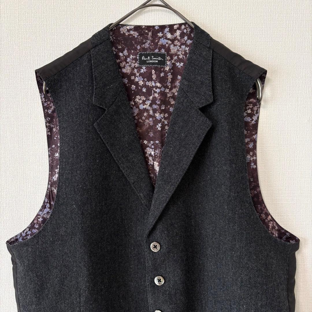 Paul Smith LONDON ジレ ベスト サイズXL 花柄裏地 ウール
