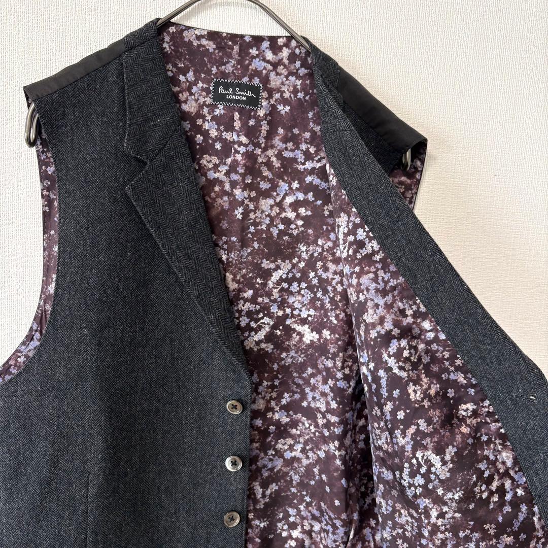 Paul Smith LONDON ジレ ベスト サイズXL 花柄裏地 ウール