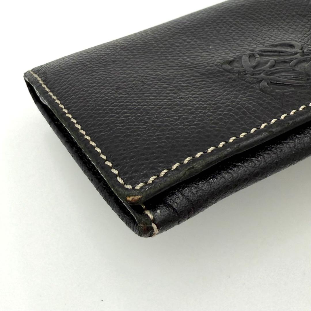 ロエベ カードケース フラグメントケース 名刺入れ　アナグラム レザー ブラック
