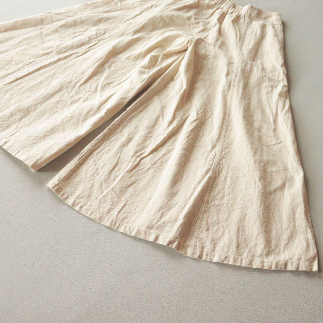 5128【美品】usaato ワイドパンツ 天然素材 シェルダブルボタン 白