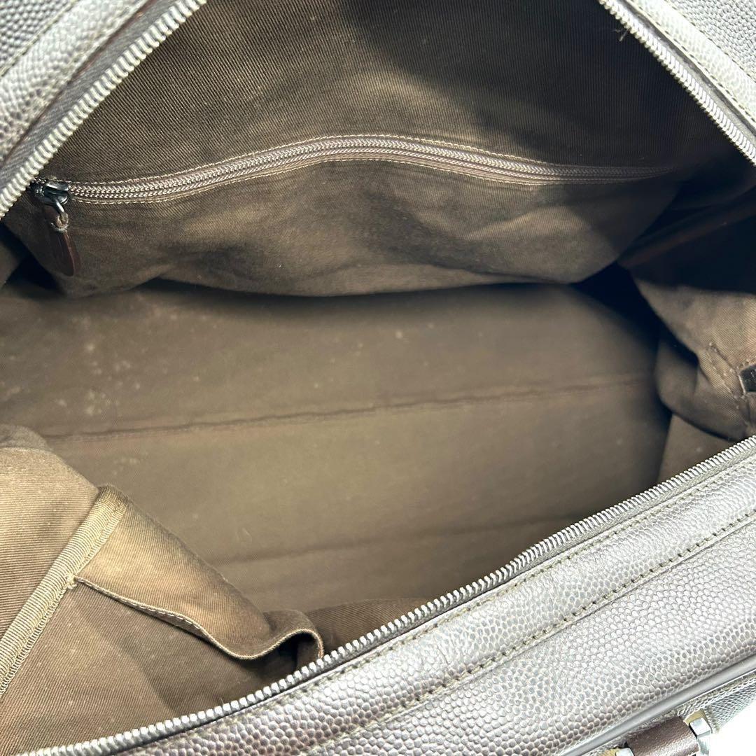 良品 584 ダンヒル ボストンバッグ A4 レザー キャンバス ダークブラウン