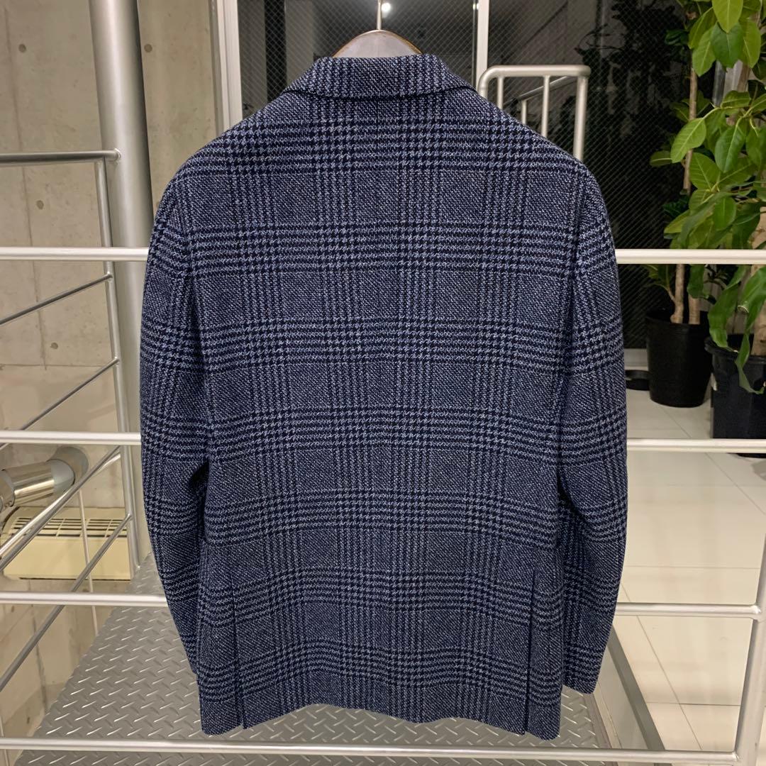 LARDINI ネイビー チェック柄 テーラードジャケット　46