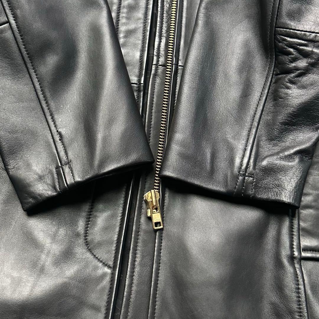 極美品 コーチ シグネチャー 本革 ライダース シングル レディース 黒 S