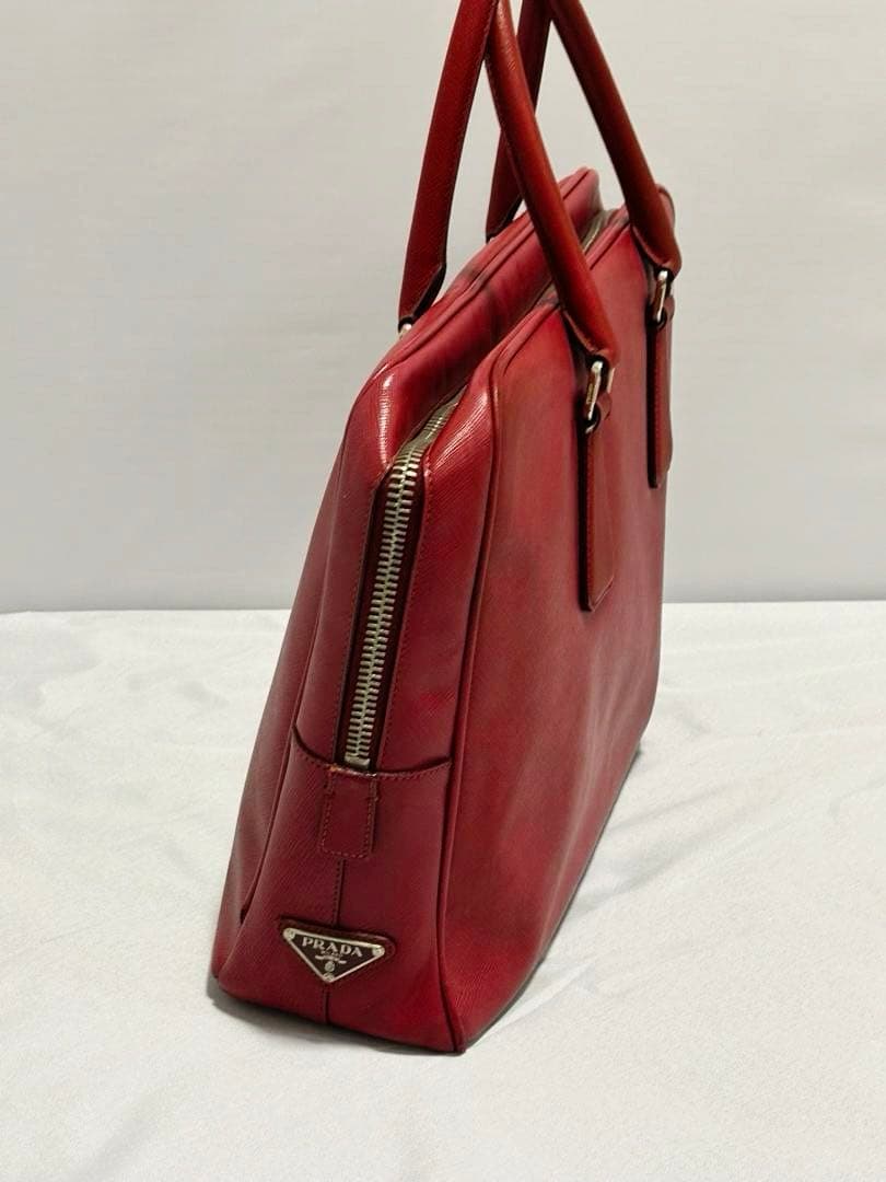 bori PRADA サフィアーノレザー バッグ レッド　ブリーフケース