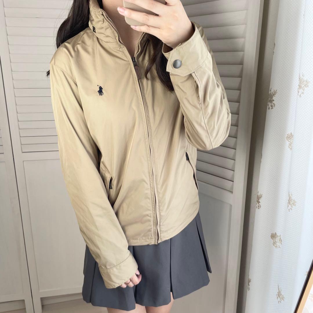 ポロラルフローレン ジップアップブルゾン ジャンパー ベージュ フード収納