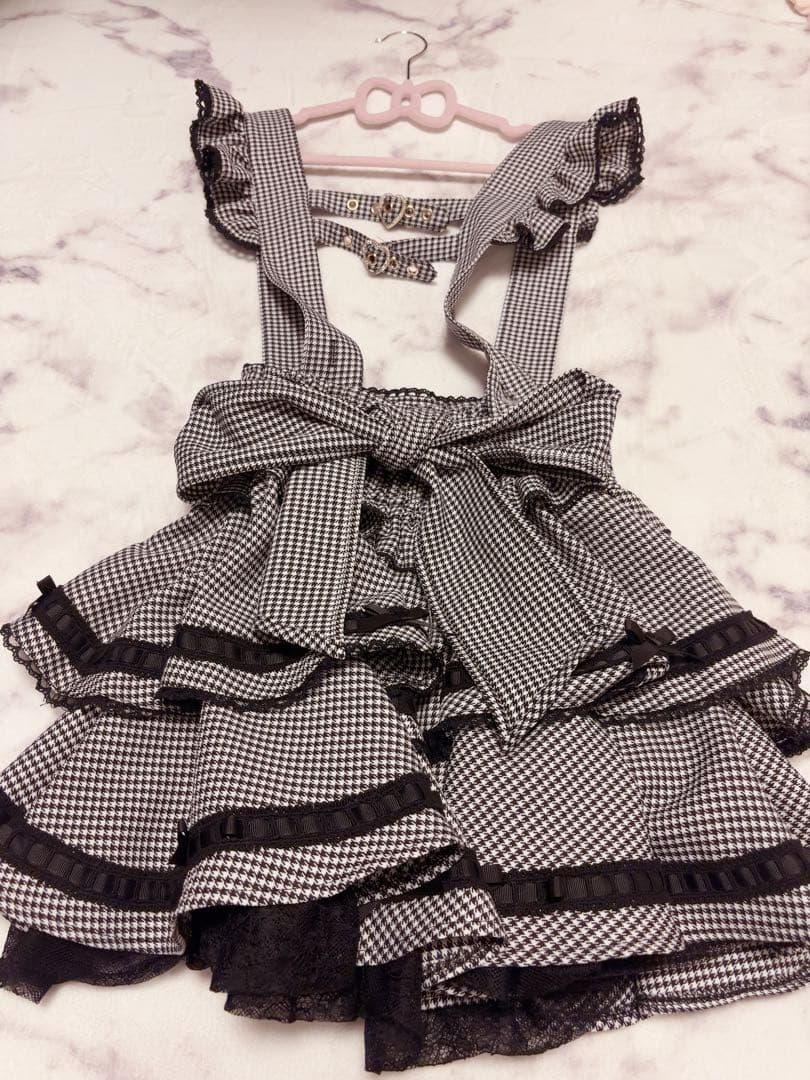 LIZLISA リズリサ はしごリボンツイードティアードスカパンチェック