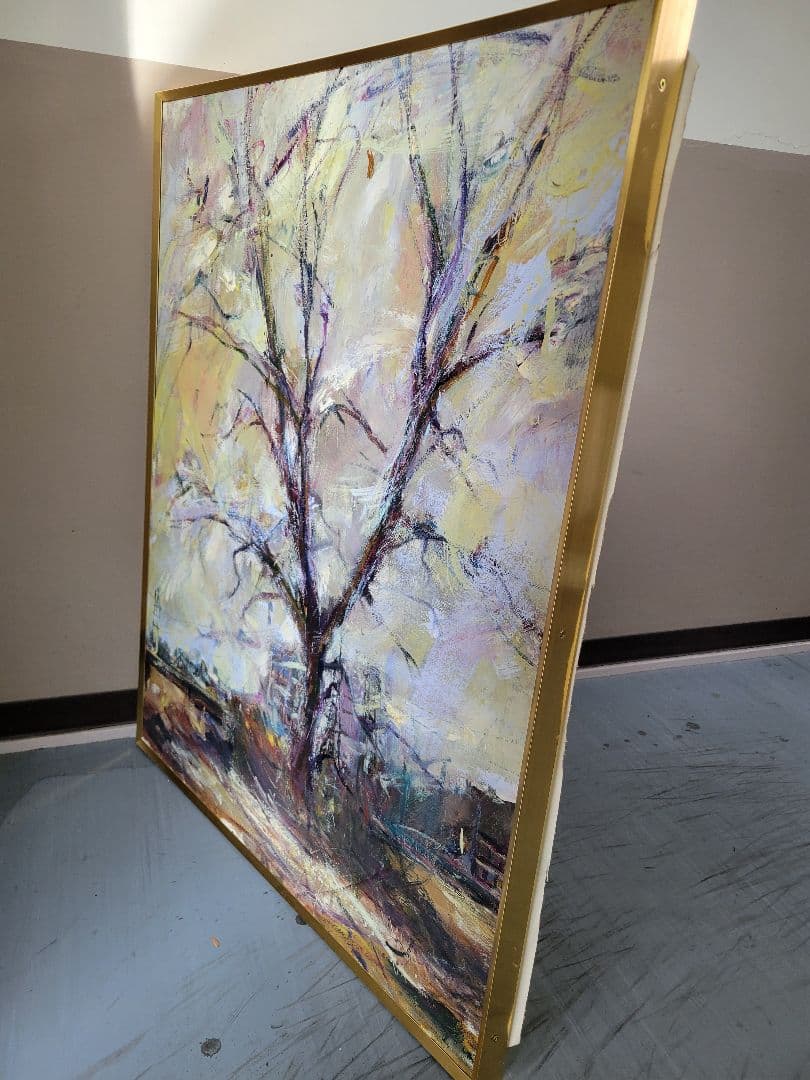 印象派風 油彩画 木の風景 大きなキャンバス