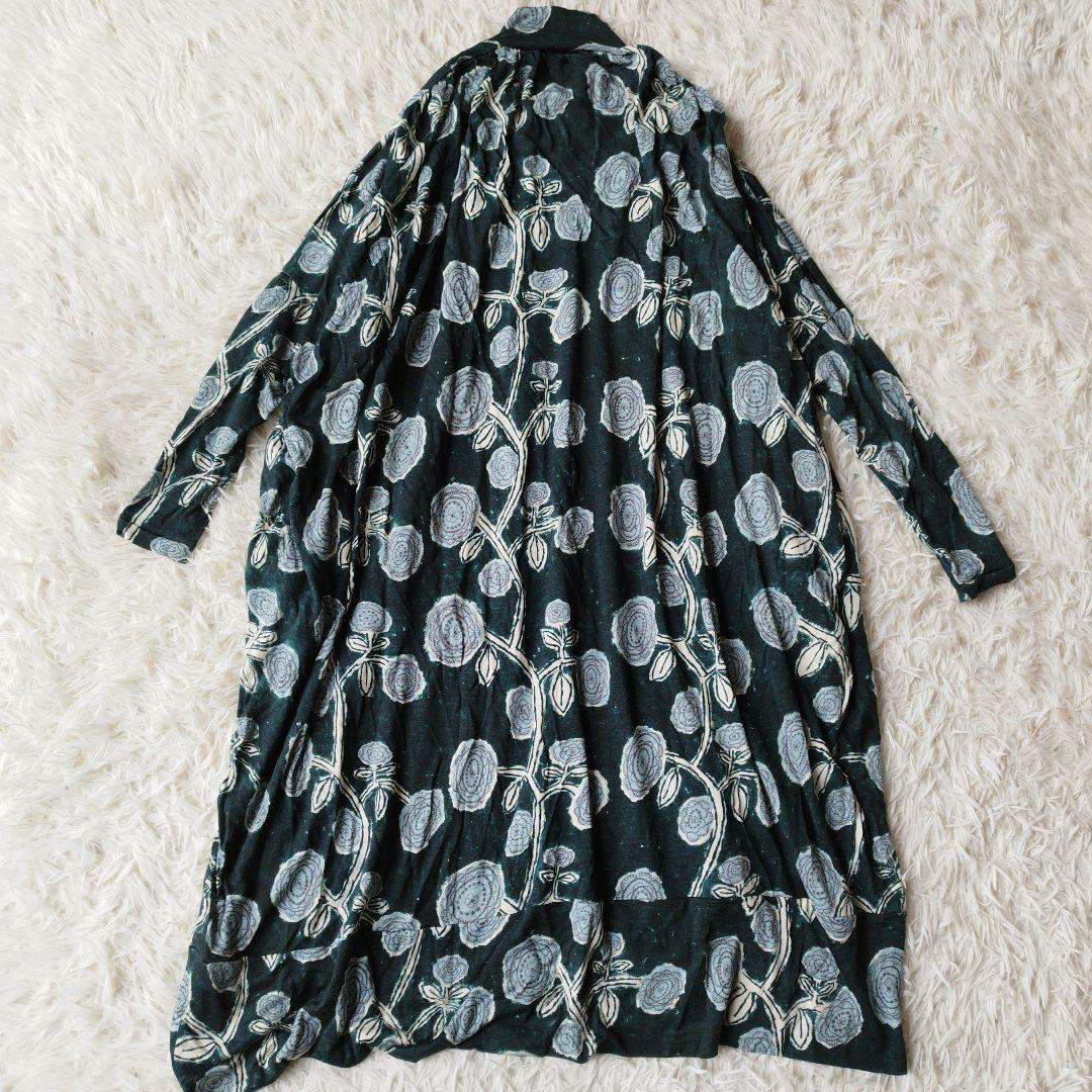 美品✨ミナペルホネン giardino ロングワンピース 総柄 グリーン 38