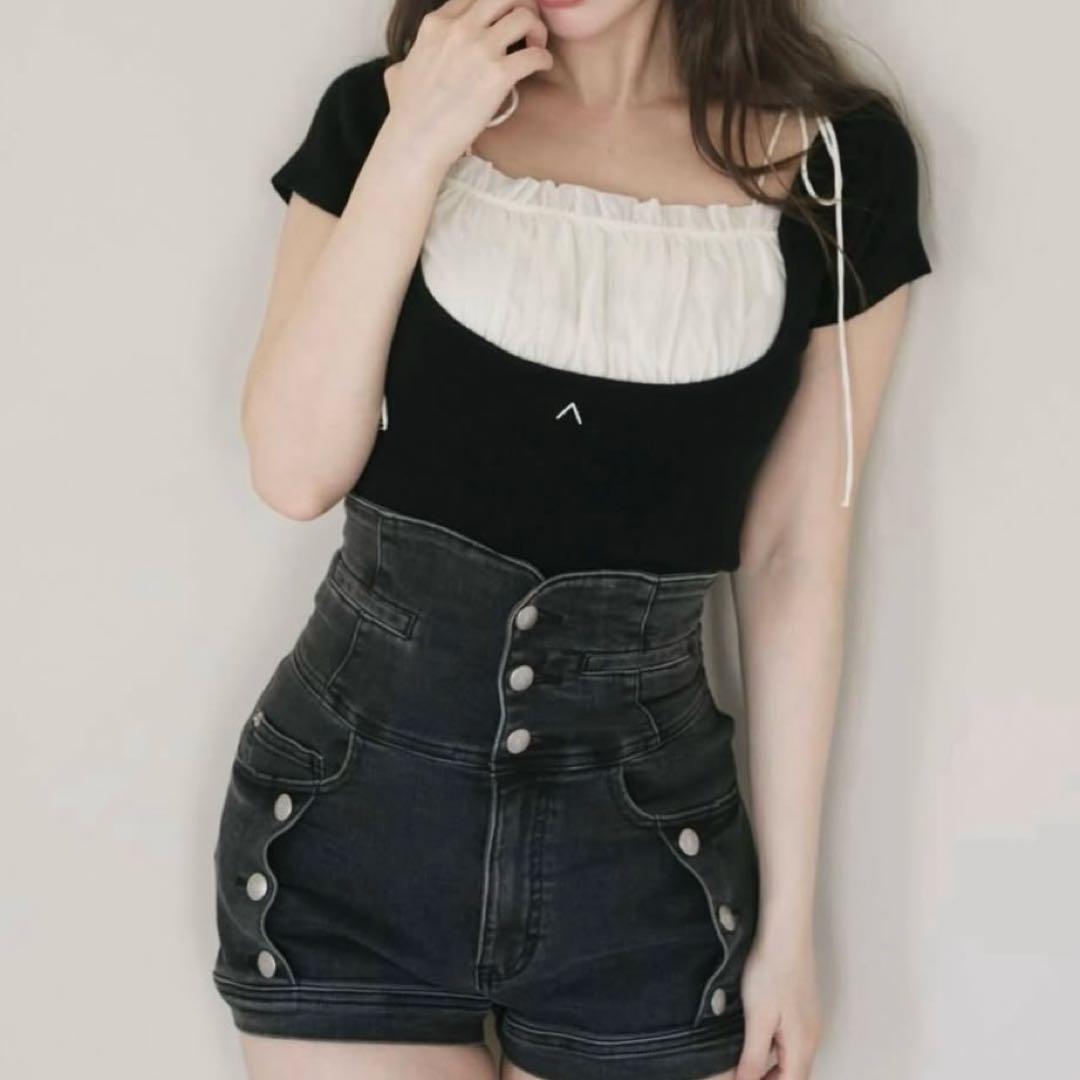 パンツ andmary Ribbon denim allinone