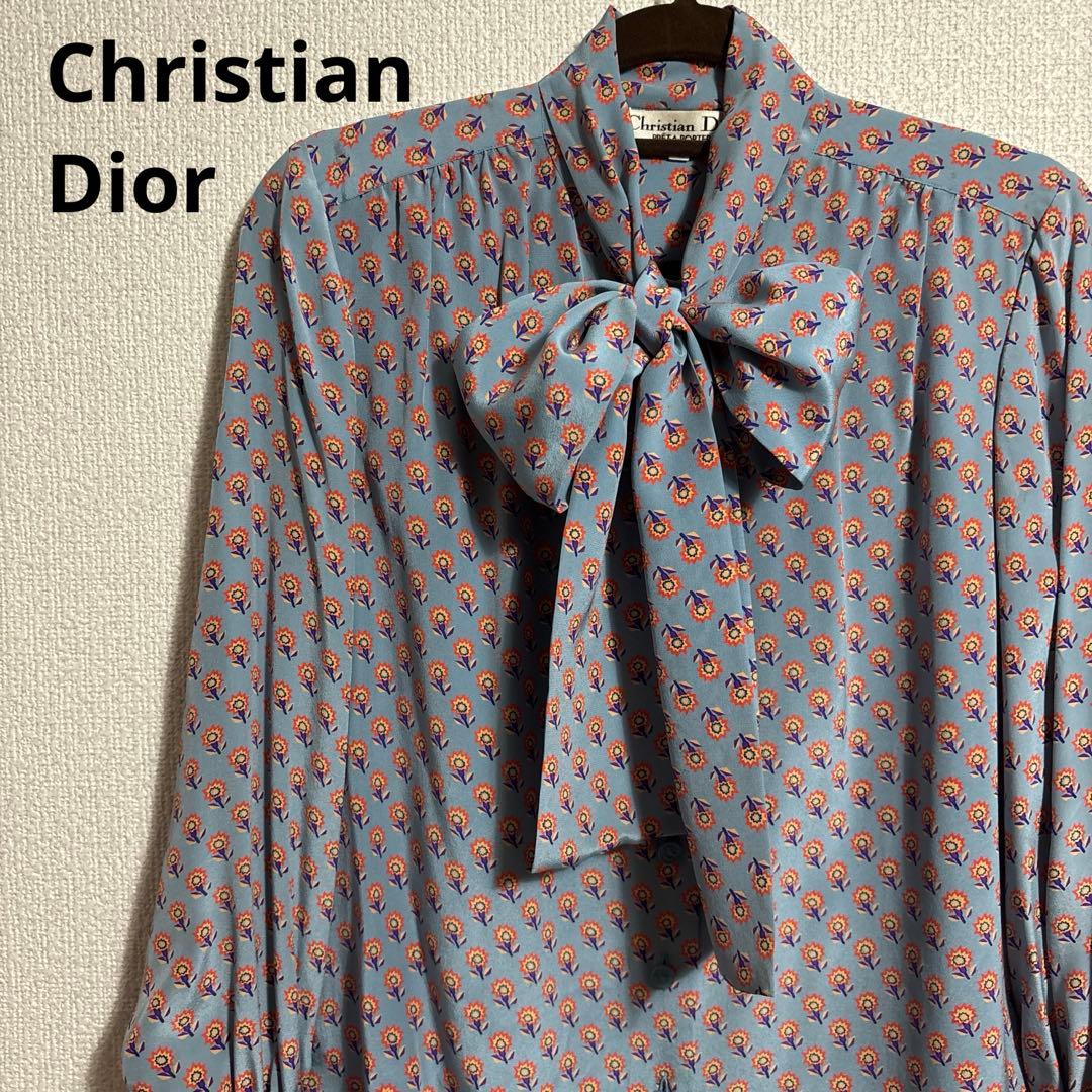 Christian Dior 花柄リボン付きブラウス