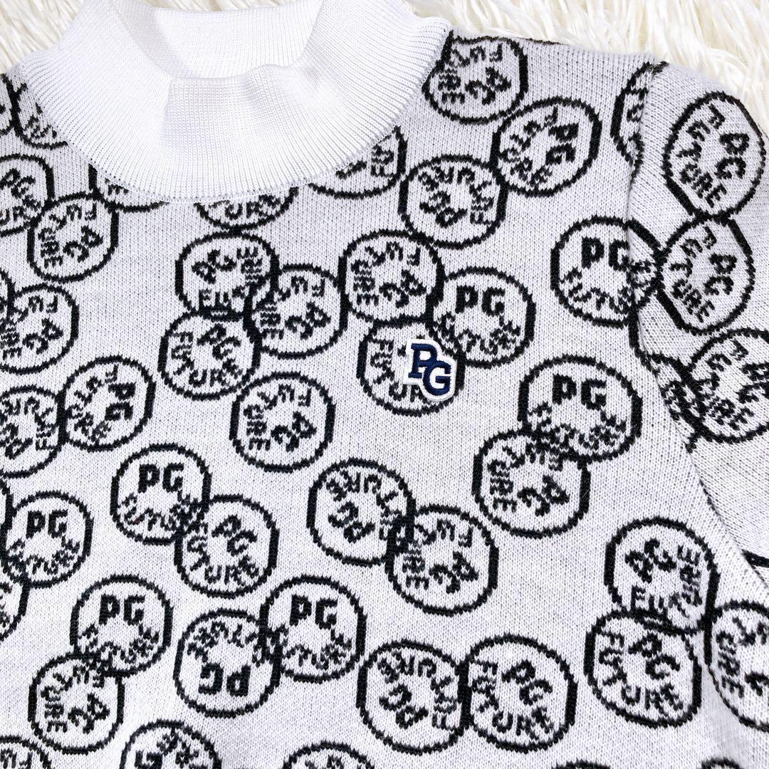 【2021年☆サイズ0☆極美品】パーリーゲイツ セーター　ニコちゃん総柄　白