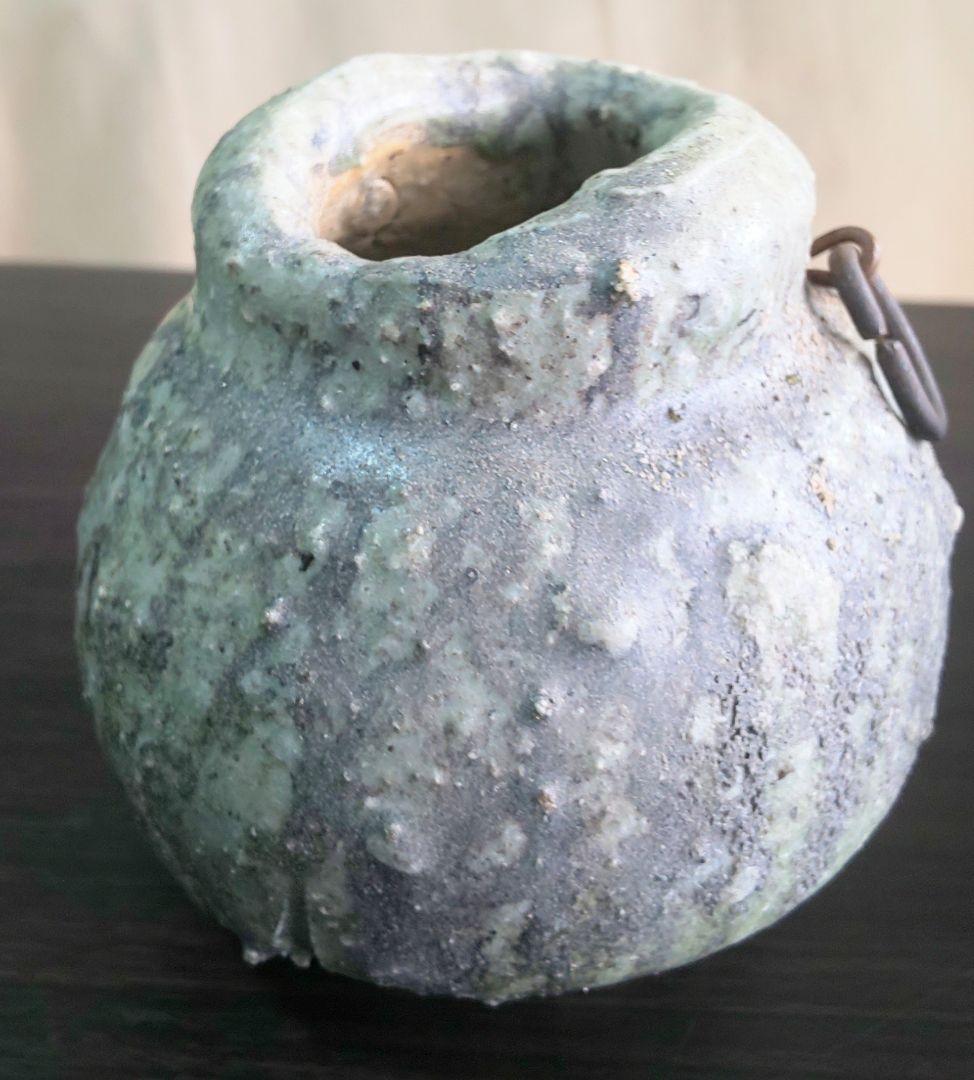 古伊賀 伊賀焼 灰被 自然釉 水滴 掛花入 花器 小壷 一輪挿し