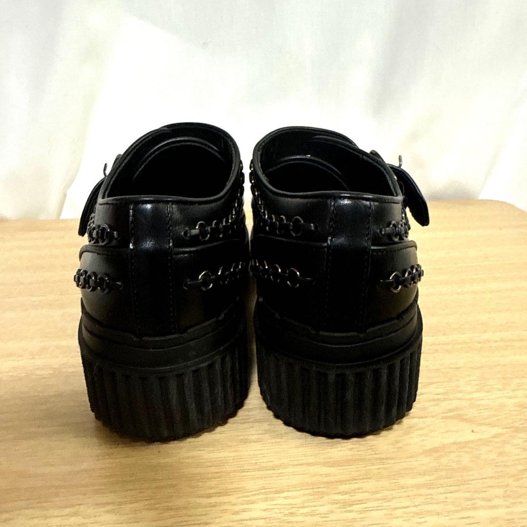 【美品】TOD'Sトッズ　レザーシューズ　ブラックチェーン装飾ローファー厚底