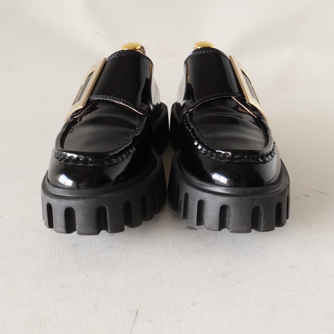 ロジェヴィヴィエ ヴィヴゴーシック厚底　黒エナメルローファー 37 24cm