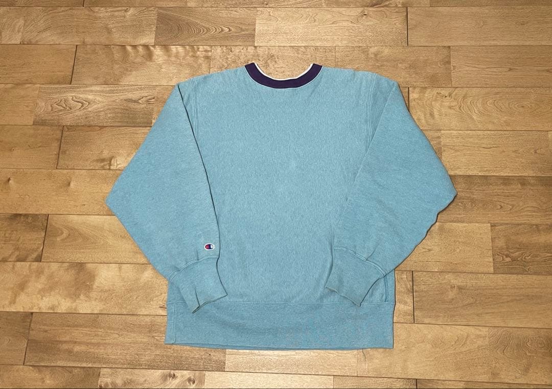 Champion Reverse Weave スウェット 水色　エルボーパッチ