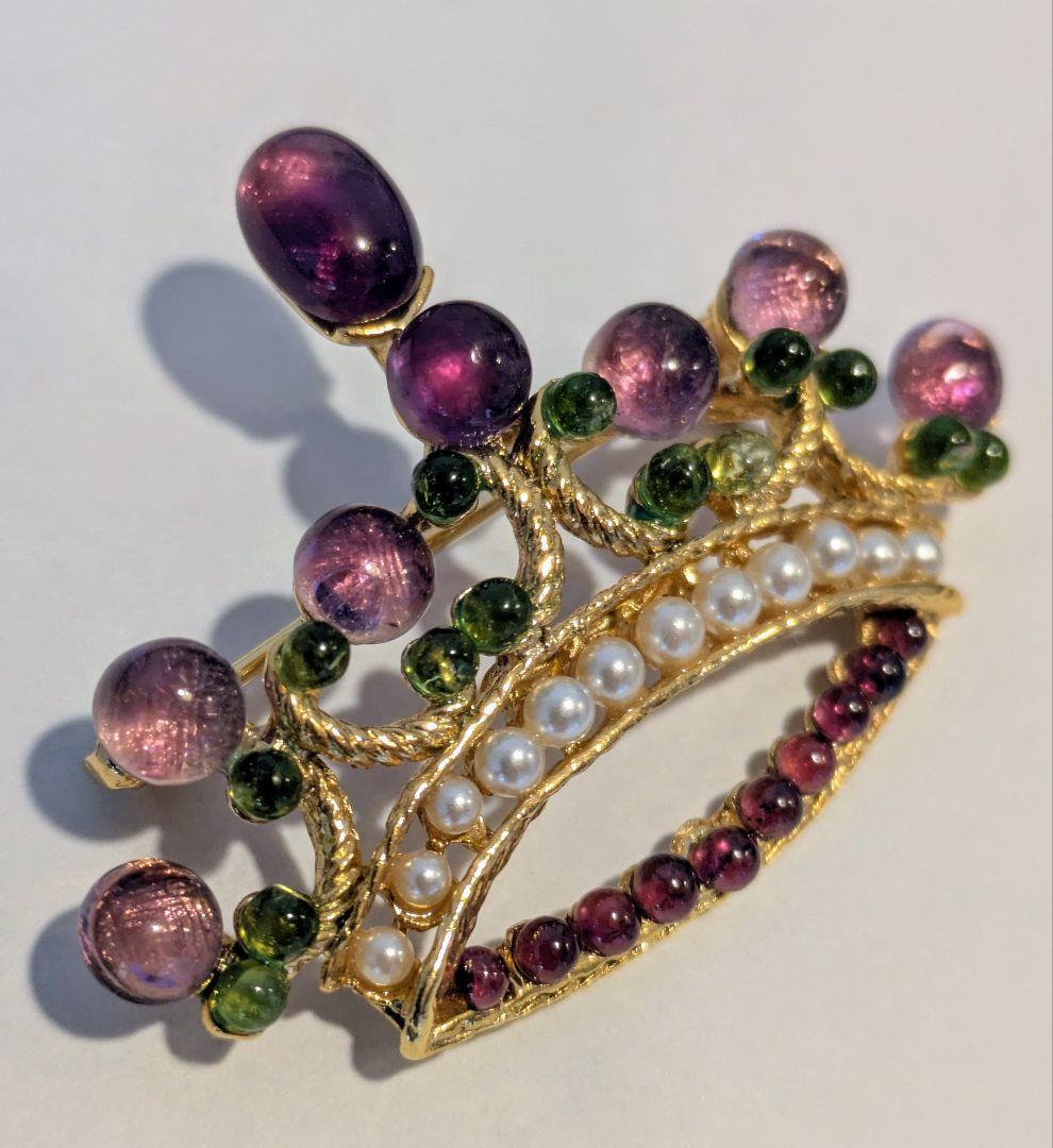 SWOBODA 王冠型 ブローチ 天然石 スワボダ