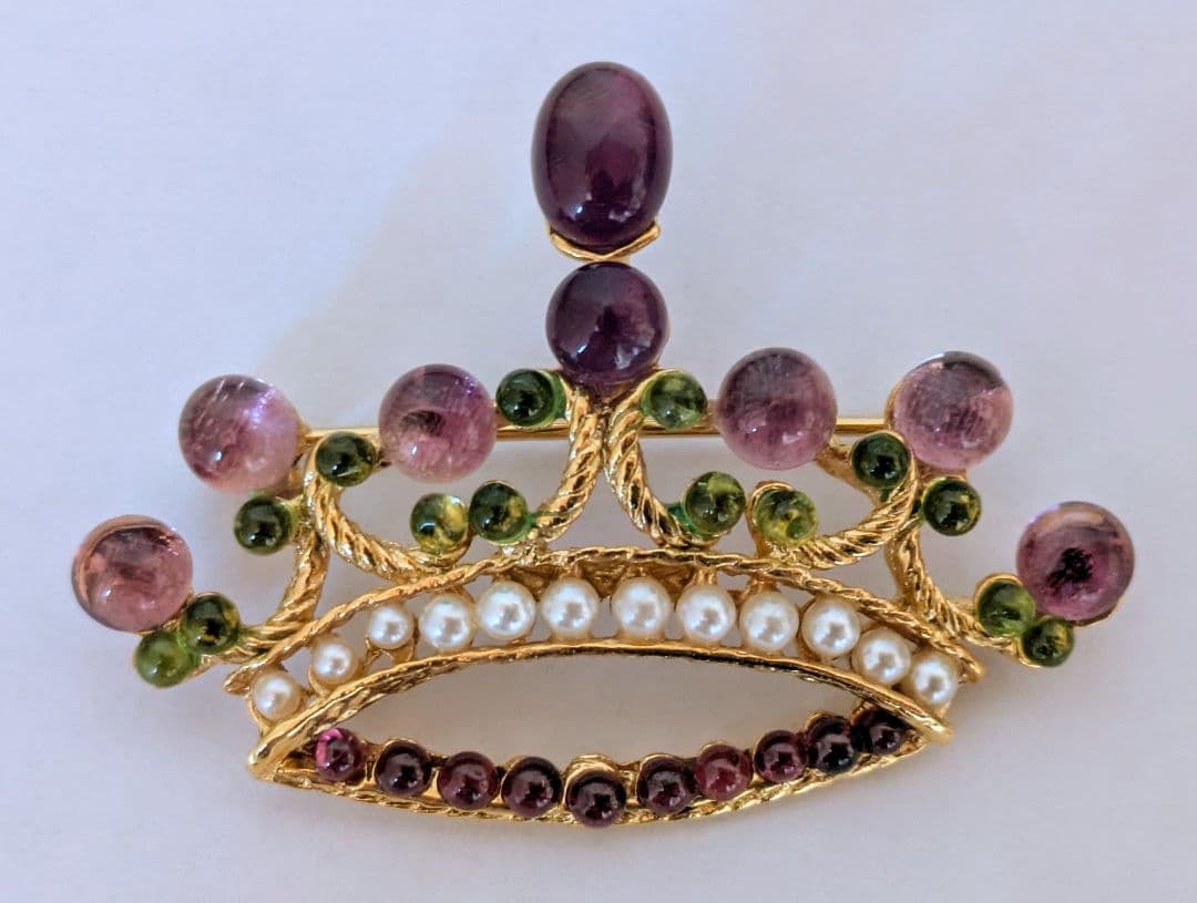 SWOBODA 王冠型 ブローチ 天然石 スワボダ