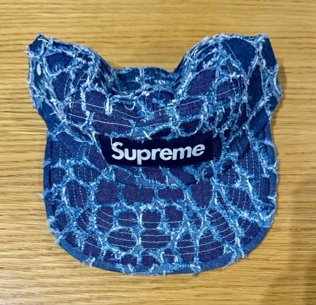 Supreme デニム風キャップ ネイビー
