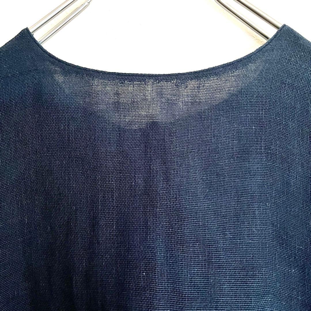 定価2.86万 ビアズリー カヤギャザーペプラムハオリ インディゴブルー