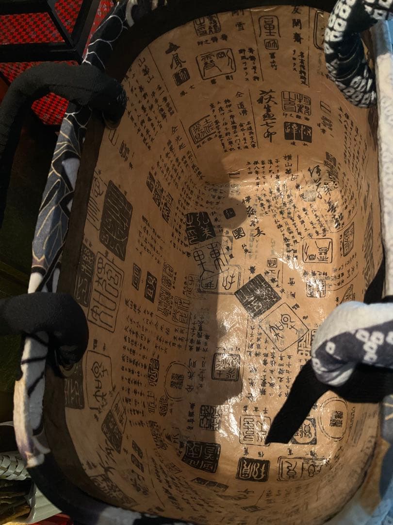 一閑張り　一閑張りバッグ　古文書　和紙　花絵柄　大正　着物　梅　京友禅　牡丹　菊