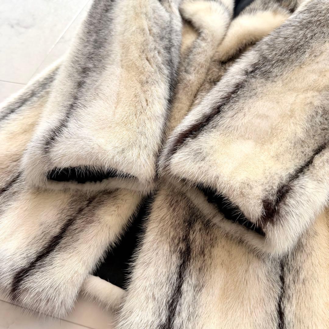 クロスミンク ファーコート リアルファー 毛皮 毛並み◎なめし柔らか