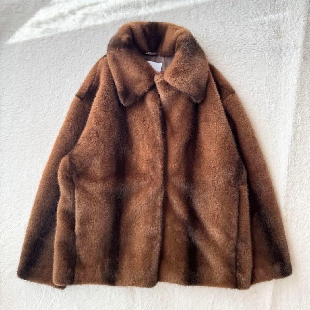 SLY FUR FRONT HOOK コート ブラウン