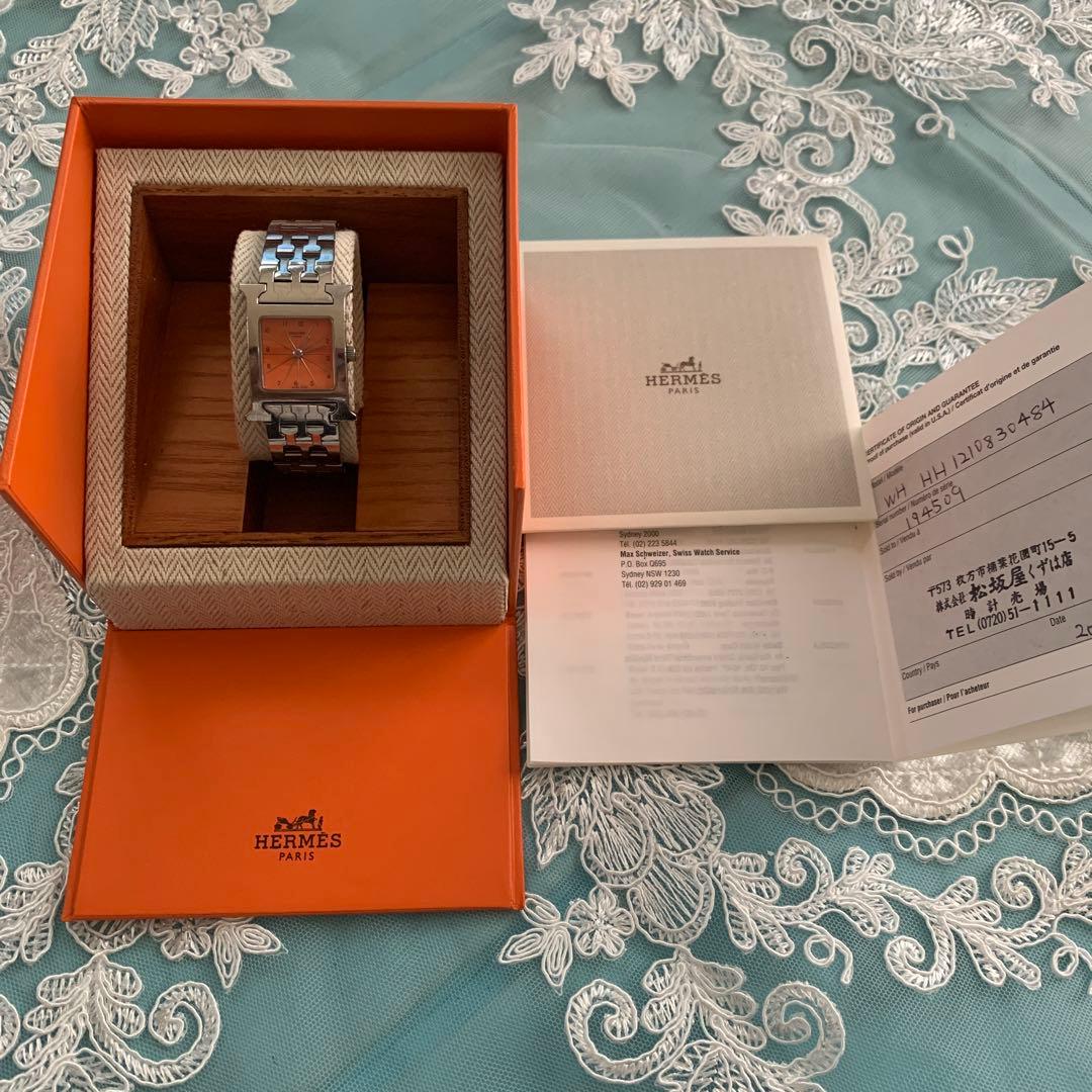 最終お値下げ☆HERMES オレンジ文字盤 クォーツ時計
