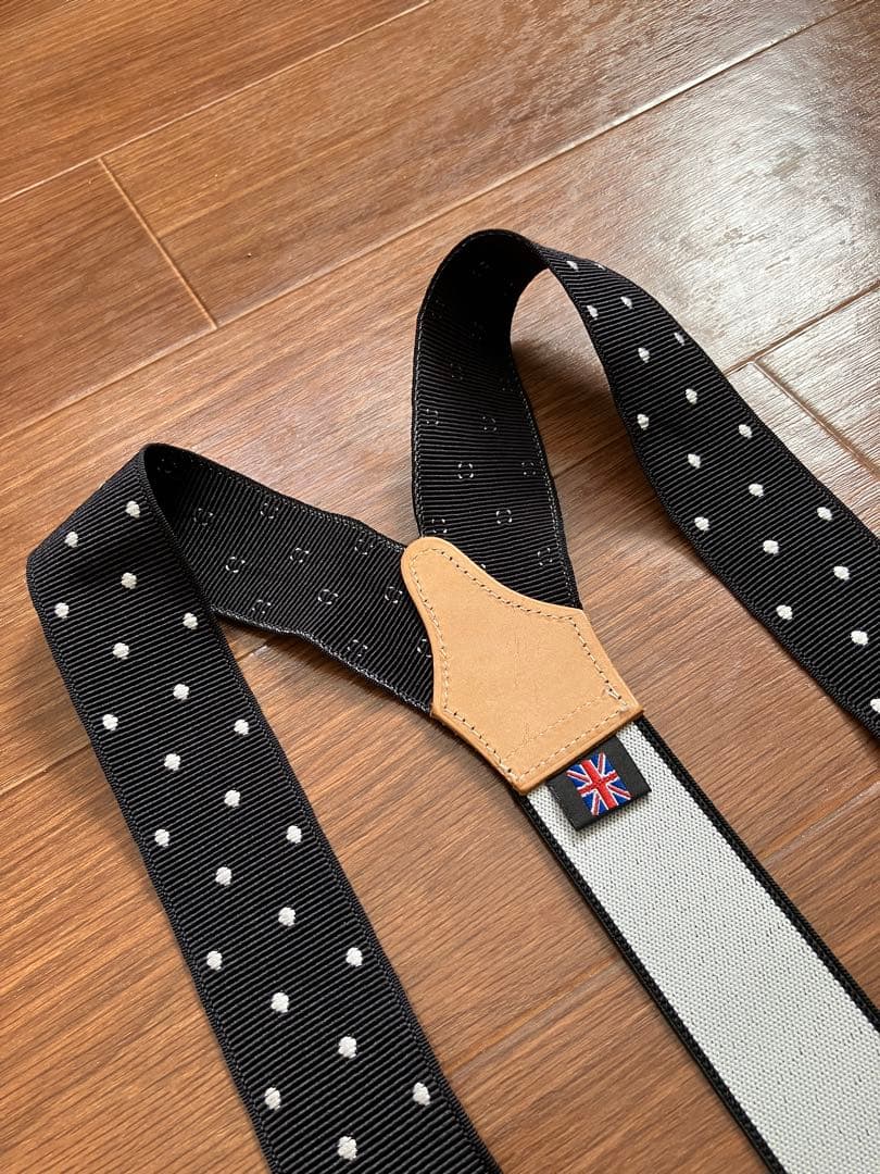 【美品】THURSTON ネイビー サスペンダー　ドット柄